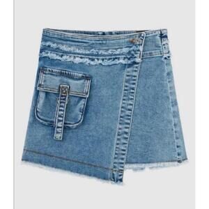 RtA Dalilah Denim Wrap Mini Skirt SZ S